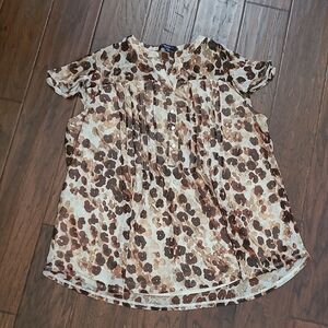 Cocomo Brown Abstract Designed Blouse with Sheer Shoulders size 2X